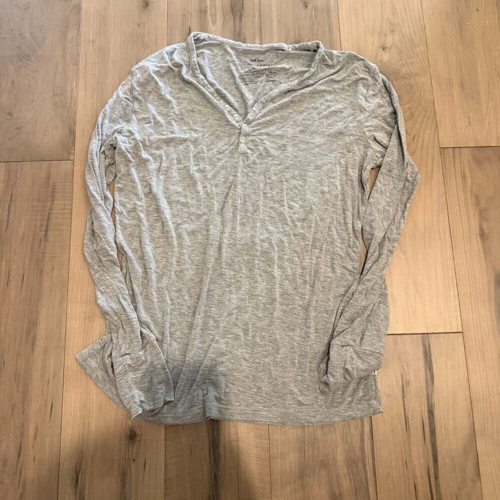 Little Sleepies Lunaluxe Bamboo Long Sleeve Henley Top Gray Size Small